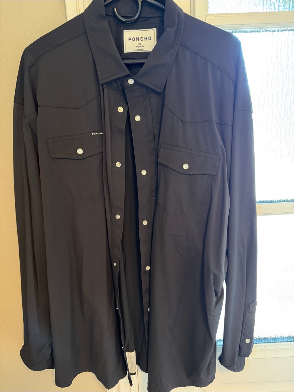 Poncho Men's Black Button-Up Shirt